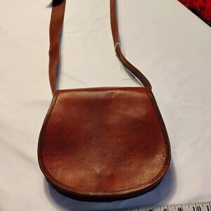 Mini Genuine Leather Saddle Bag Brown Crossbody Purse Adjustable Strap